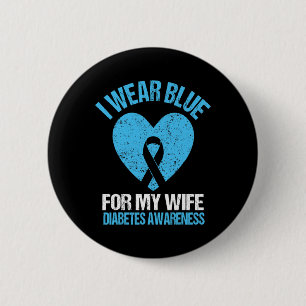 Badge Rond 5 Cm Je Porte Du Bleu Pour Ma Femme T1D Sensibilisation