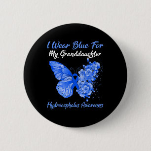 Badge Rond 5 Cm Je Porte Du Bleu Pour Ma Petite-Fille Hydrocéphali