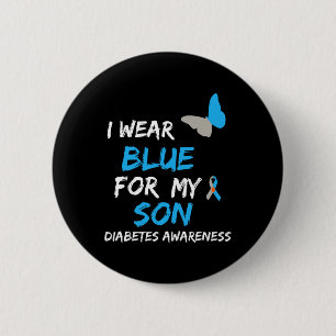 Badge Rond 5 Cm Je Porte Du Bleu Pour Mon Fils Diabète Sensibilisa