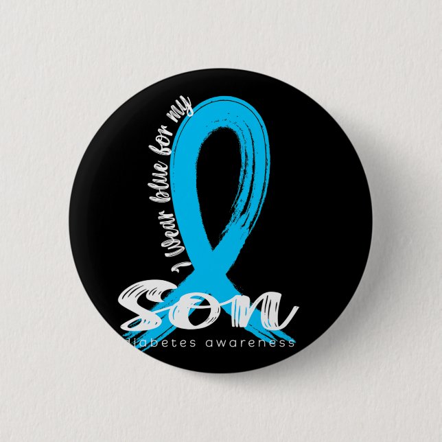 Badge Rond 5 Cm Je Porte Du Bleu Pour Mon Fils Sensibilisation Dia (Devant)