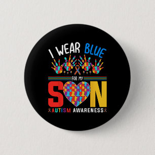 Badge Rond 5 Cm Je Porte Du Bleu Pour Mon Fils Sensibilisation sur