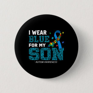 Badge Rond 5 Cm Je Porte Du Bleu Pour Mon Fils Sensibilisation sur