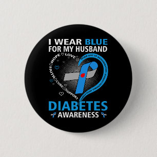 Badge Rond 5 Cm Je Porte Du Bleu Pour Mon Mari Espère Aimer Le Dia