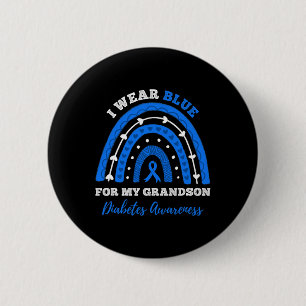Badge Rond 5 Cm Je Porte Du Bleu Pour Mon Petit-Fils T1D Type 1 Di