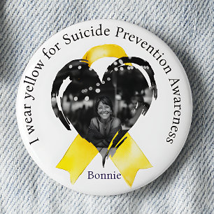 Badge Rond 5 Cm Je porte du jaune pour la photo de prévention du s