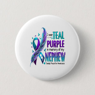 Badge Rond 5 Cm Je Porte Du Purple Turquoise En Mémoire De Mon Sui