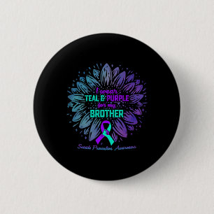 Badge Rond 5 Cm Je Porte Du Purple Turquoise Pour La Prévention Du