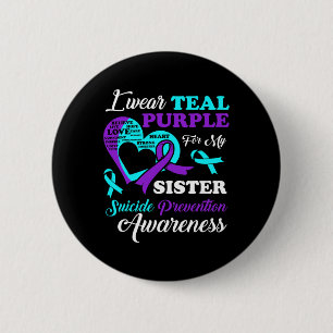 Badge Rond 5 Cm Je Porte Du Purple Turquoise Pour La Prévention Su