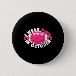 Badge Rond 5 Cm Je Porte Du Rose En Octobre Football Cancer Du Sei