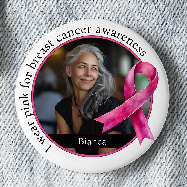 Badge Rond 5 Cm Je porte du rose pour la sensibilisation au cancer (Créateur téléchargé)