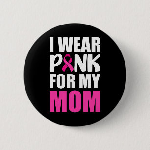 Badge Rond 5 Cm Je Porte Du Rose Pour Ma Mère Ruban Rose Cancer Du