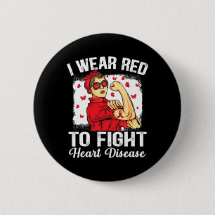 Badge Rond 5 Cm Je Porte Du Rouge Pour Combattre La Sensibilisatio