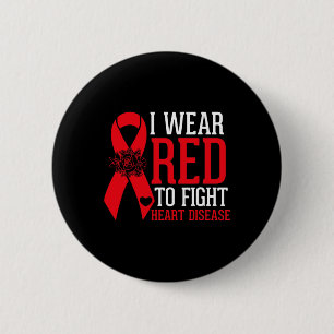 Badge Rond 5 Cm Je Porte Du Rouge Pour Combattre La Sensibilisatio