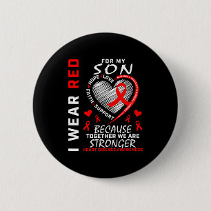 Badge Rond 5 Cm Je porte du rouge pour la sensibilisation à la mal