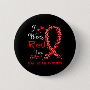 Badge Rond 5 Cm Je porte du rouge pour la sensibilisation à la mal