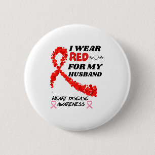 Badge Rond 5 Cm Je porte du rouge pour la sensibilisation à la mal