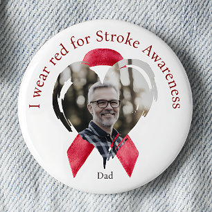 Badge Rond 5 Cm Je porte du rouge pour la sensibilisation à l'AVC