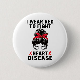 Badge Rond 5 Cm Je Porte Du Rouge Pour Lutter Contre Les Maladies