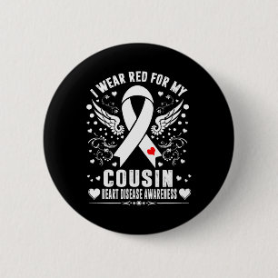 Badge Rond 5 Cm Je Porte Du Rouge Pour Mon Cousin Cardiopathie M S