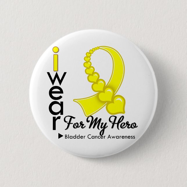 Badge Rond 5 Cm Je Porte Du Ruban Cancer De La Vessie Pour Mon Hér (Devant)