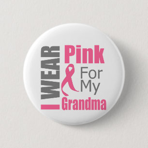 Badge Rond 5 Cm Je Porte Du Ruban Rose Pour Mon Grand-Mère CANCER 