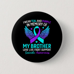 Badge Rond 5 Cm Je porte du sarcelle et du violet pour la préventi