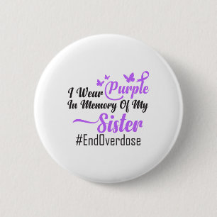 Badge Rond 5 Cm Je porte du violet en mémoire de la sensibilisatio
