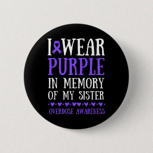 Badge Rond 5 Cm Je porte du violet en mémoire de ma sœur Sensibili