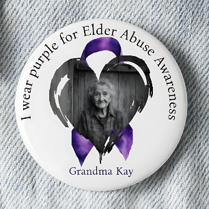 Badge Rond 5 Cm Je porte du violet pour la photo de maltraitance e