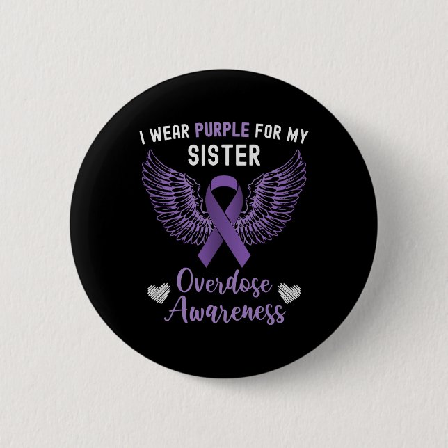 Badge Rond 5 Cm Je Porte Du Violet Pour La Sensibilisation À La Su (Devant)