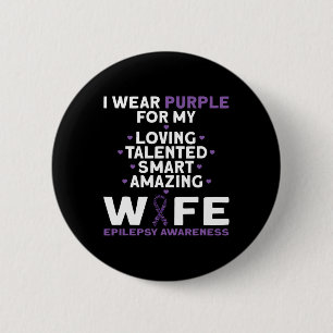 Badge Rond 5 Cm Je porte du violet pour la sensibilisation à l'épi