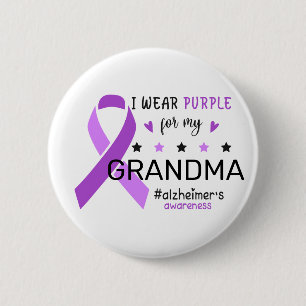 Badge Rond 5 Cm Je Porte du Violet pour Ma Grand-Mère Sensibilisat
