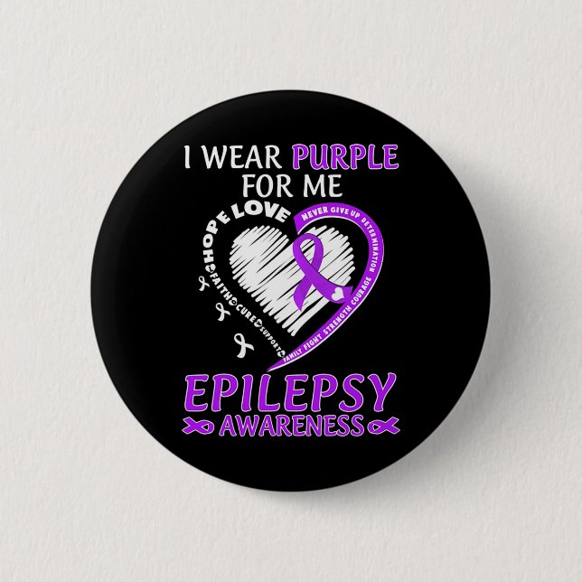 Badge Rond 5 Cm Je Porte Du Violet Pour Moi Conscience De L'Épilep (Devant)