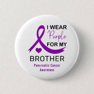 Badge Rond 5 Cm Je porte du violet pour mon frère atteint d'un can