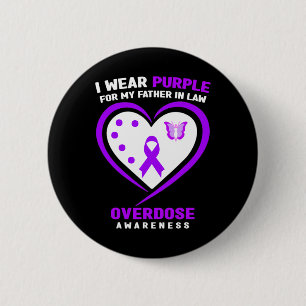 Badge Rond 5 Cm Je Porte Du Violet Pour Mon Père En Droit Surdose