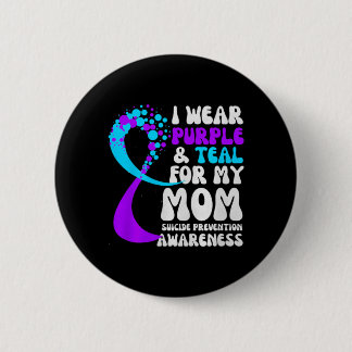Badge Rond 5 Cm Je porte du violet sarcelle pour la prévention de