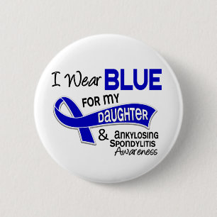 Badge Rond 5 Cm Je porte la spondylarthrite ankylosante bleue de