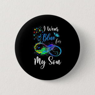Badge Rond 5 Cm Je porte le bleu pour mon fils Sensibilisation sur