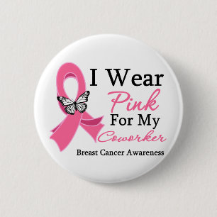 Badge Rond 5 Cm Je porte le cancer du sein rose de collègue de