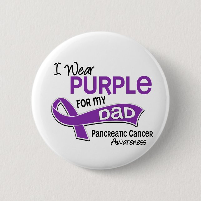 Badge Rond 5 Cm Je porte le Cancer pancréatique de papa du pourpre (Devant)