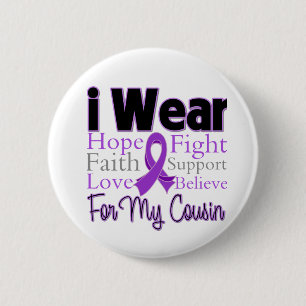 Badge Rond 5 Cm Je porte le cousin pourpre de collage - Cancer