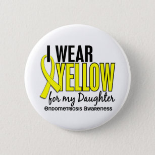 Badge Rond 5 Cm Je porte le jaune pour ma endométriose de la fille