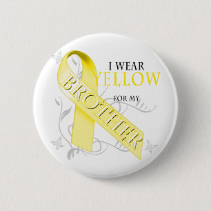 Badge Rond 5 Cm Je porte le jaune pour mon frère
