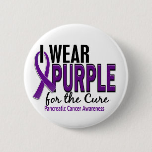 Badge Rond 5 Cm Je porte le pourpre pour le Cancer pancréatique d