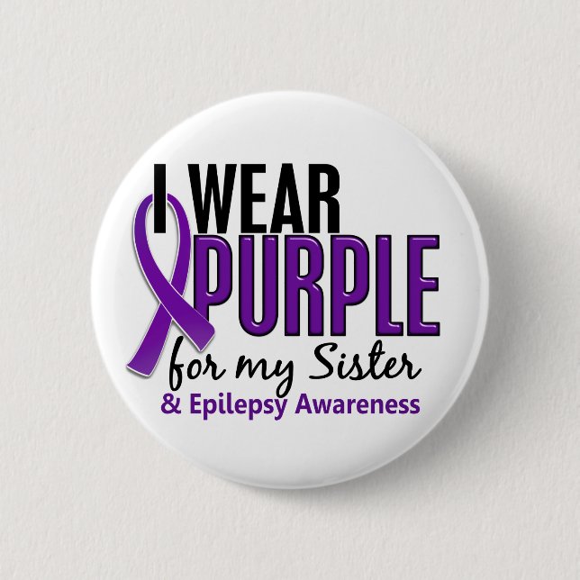 Badge Rond 5 Cm Je porte le pourpre pour ma épilepsie de la soeur (Devant)