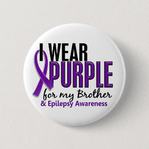 Badge Rond 5 Cm Je porte le pourpre pour ma épilepsie du frère 1