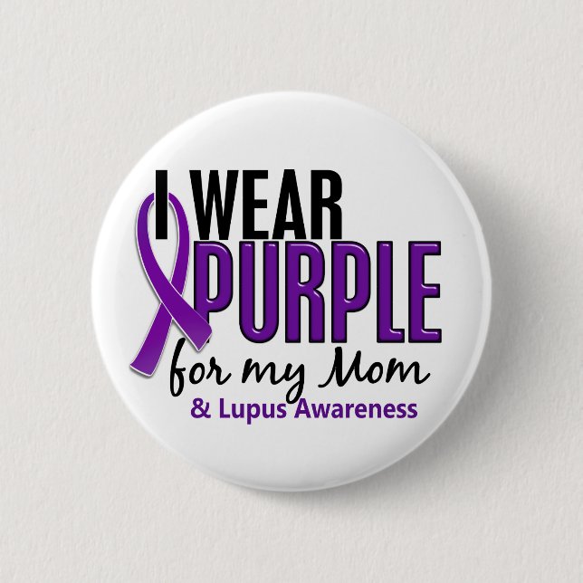 Badge Rond 5 Cm Je porte le pourpre pour mon lupus de la maman 10 (Devant)