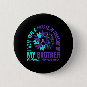 Badge Rond 5 Cm Je Porte Le Purple Turquoise En Mémoire De Mon Sui