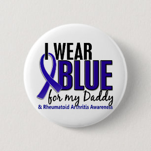 Badge Rond 5 Cm Je porte le RA bleu de rhumatisme articulaire du