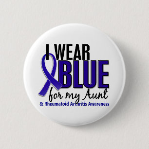 Badge Rond 5 Cm Je porte le RA bleu de tante rhumatisme